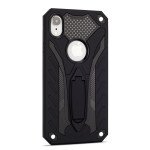 Wholesale iPhone Xr 6.1in Armor Knight Kickstand Hybrid Case (Black)
